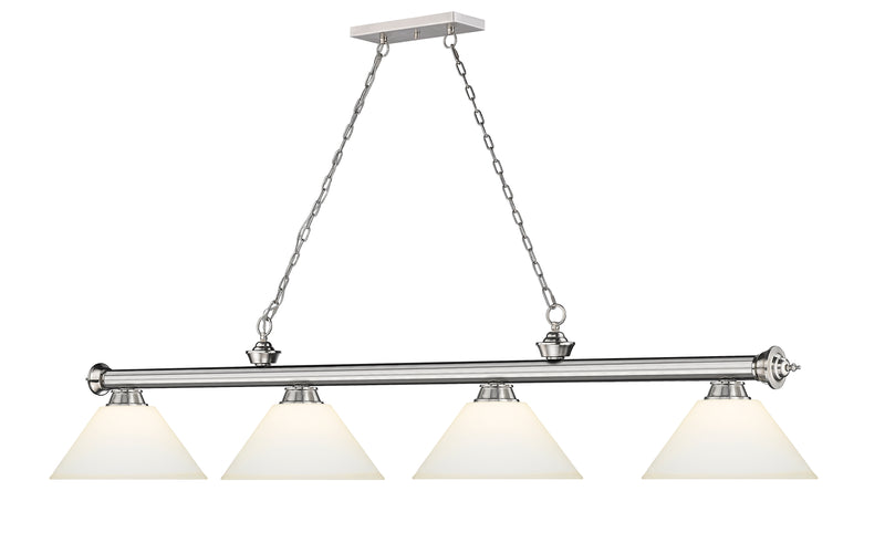 Cordon 4 Light 81.25" Billiard, Glass Shades (A) in Brushed Nickel