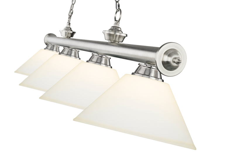 Cordon 4 Light 81.25" Billiard, Glass Shades (A) in Brushed Nickel