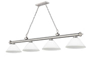 Cordon 4 Light 81.25" Billiard, Glass Shades (A) in Brushed Nickel