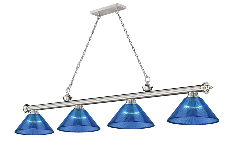 Cordon 4 Light 81.25" Billiard, Acrylic Shades in Brushed Nickel