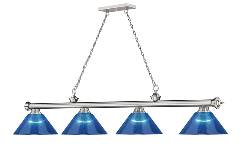 Cordon 4 Light 81.25" Billiard, Acrylic Shades in Brushed Nickel
