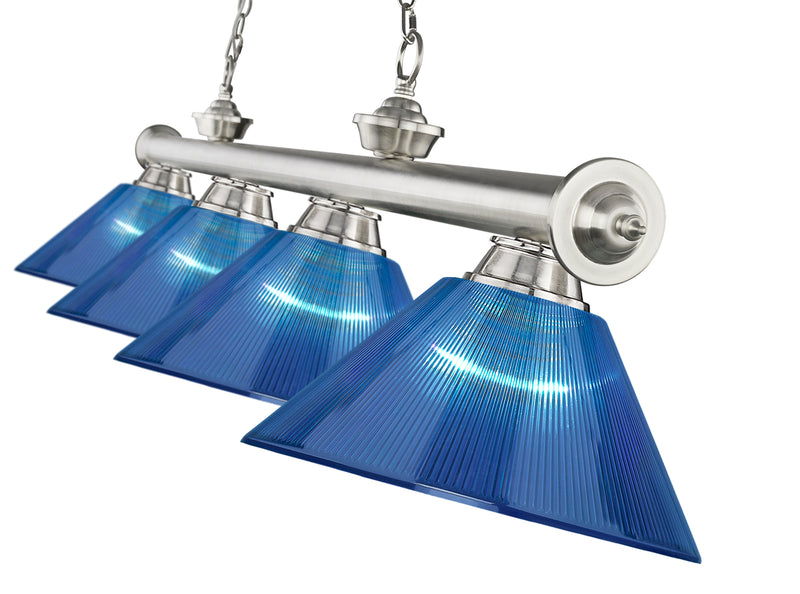 Cordon 4 Light 81.25" Billiard, Acrylic Shades in Brushed Nickel