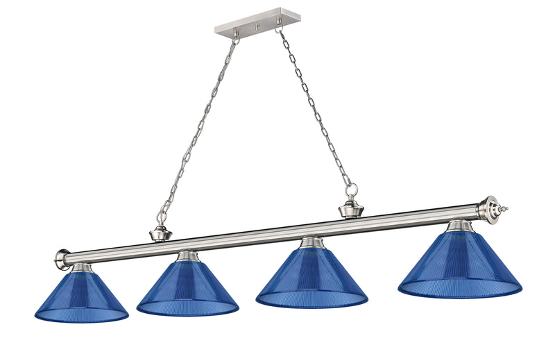 Cordon 4 Light 81.25" Billiard, Acrylic Shades in Brushed Nickel