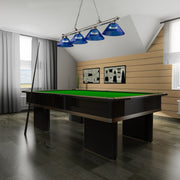 Cordon 4 Light 81.25" Billiard, Acrylic Shades in Brushed Nickel in a room setting