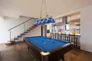 Cordon 4 Light 81.25" Billiard, Acrylic Shades in Brushed Nickel in a room setting