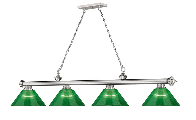 Cordon 4 Light 81.25" Billiard, Acrylic Shades in Brushed Nickel