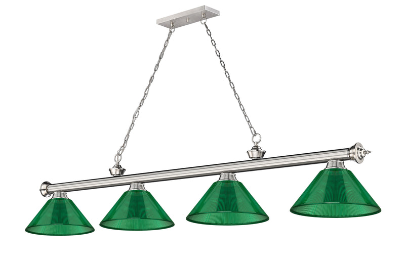 Cordon 4 Light 81.25" Billiard, Acrylic Shades in Brushed Nickel