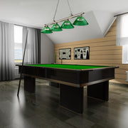 Cordon 4 Light 81.25" Billiard, Acrylic Shades in Brushed Nickel in a room setting