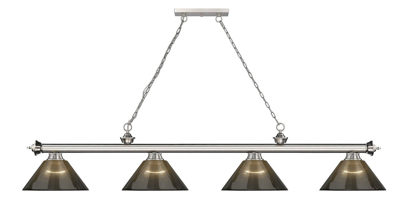 Cordon 4 Light 81.25" Billiard, Acrylic Shades in Brushed Nickel