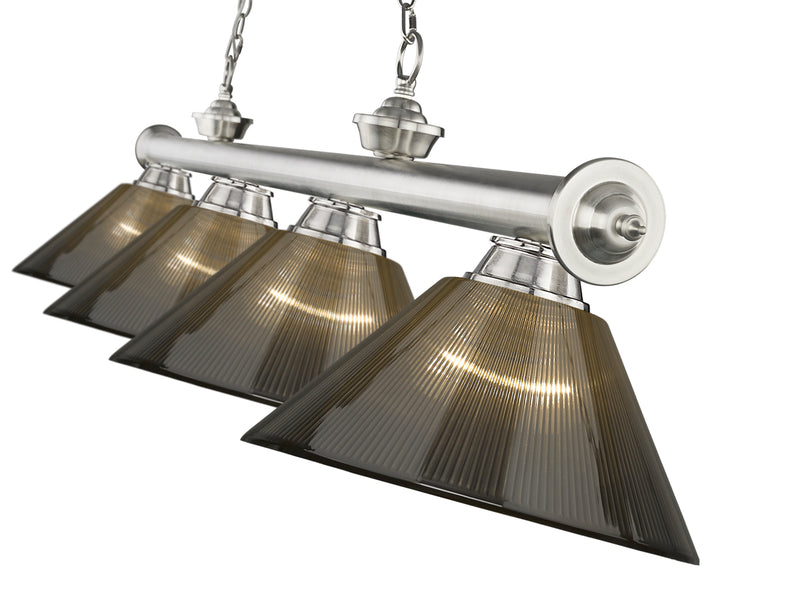 Cordon 4 Light 81.25" Billiard, Acrylic Shades in Brushed Nickel