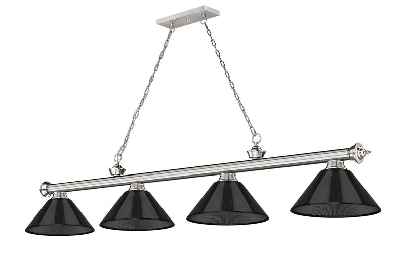 Cordon 4 Light 81.25" Billiard, Acrylic Shades in Brushed Nickel