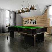 Cordon 4 Light 81.25" Billiard, Acrylic Shades in Brushed Nickel in a room setting