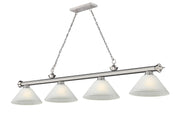 Cordon 4 Light 81.25" Billiard, Glass Shades (A) in Brushed Nickel