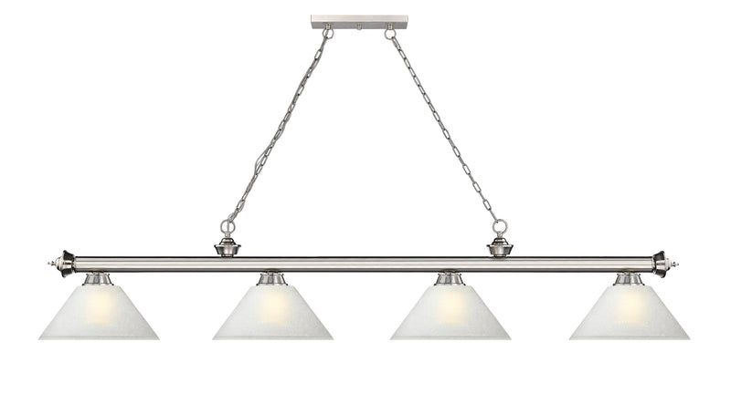 Cordon 4 Light 81.25" Billiard, Glass Shades (A) in Brushed Nickel