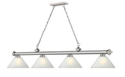 Cordon 4 Light 81.25" Billiard, Glass Shades (A) in Brushed Nickel