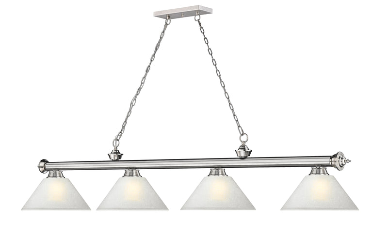 Cordon 4 Light 81.25" Billiard, Glass Shades (A) in Brushed Nickel