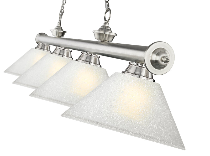 Cordon 4 Light 81.25" Billiard, Glass Shades (A) in Brushed Nickel