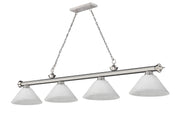 Cordon 4 Light 81.25" Billiard, Glass Shades (A) in Brushed Nickel