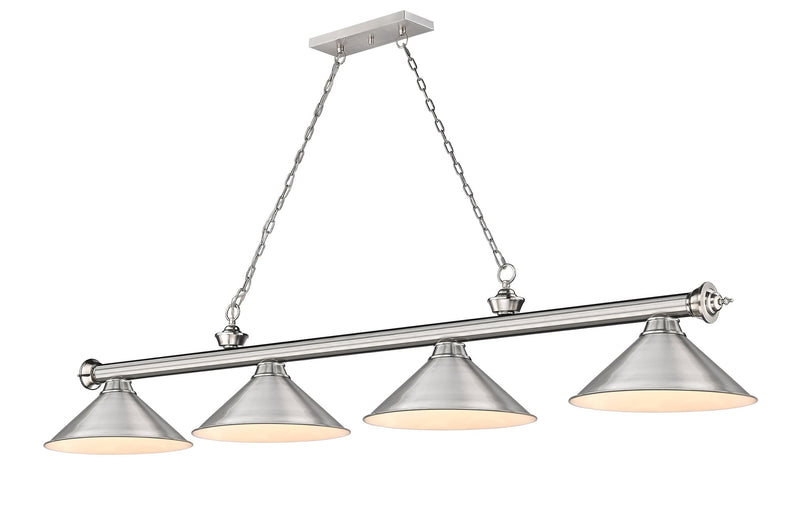 Cordon 4 Light 81.25" Billiard, Brushed Nickel with Brushed Nickel Shades in Brushed Nickel