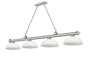 Cordon 4 Light 81.25" Billiard, Glass Shades (D) in Brushed Nickel