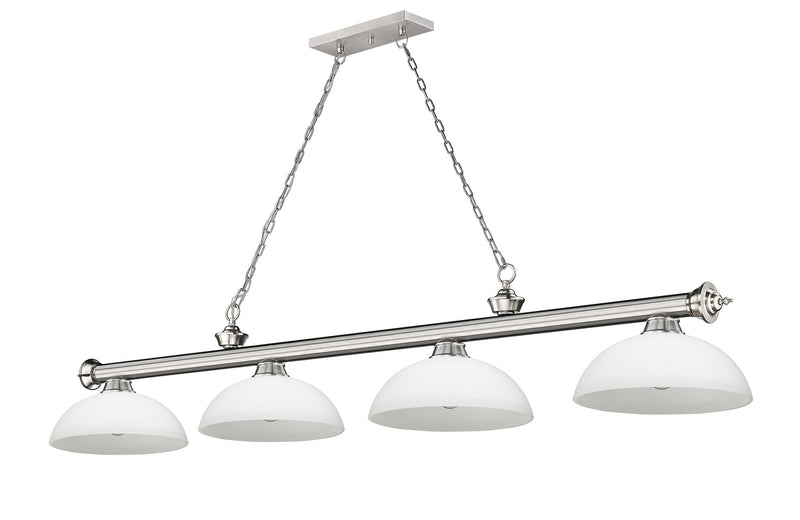 Cordon 4 Light 81.25" Billiard, Glass Shades (D) in Brushed Nickel