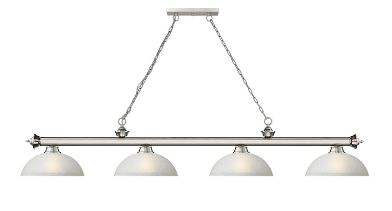 Cordon 4 Light 81.25" Billiard, Glass Shades (D) in Brushed Nickel