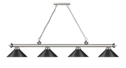 Cordon 4 Light 81.25" Billiard, Brushed Nickel with Matte Black Shades in Brushed Nickel