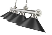 Cordon 4 Light 81.25" Billiard, Brushed Nickel with Matte Black Shades in Brushed Nickel