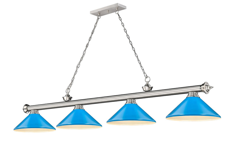 Cordon 4 Light 81.75" Billiard, Metal Shades (M) in Brushed Nickel