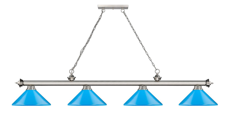 Cordon 4 Light 81.75" Billiard, Metal Shades (M) in Brushed Nickel