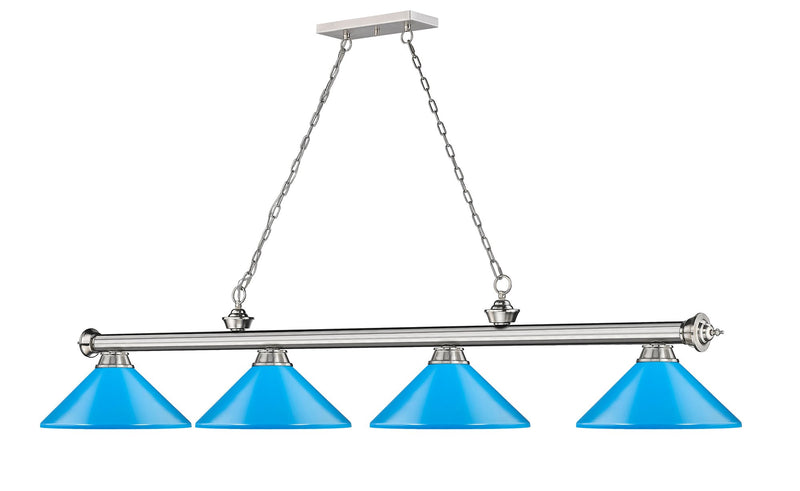 Cordon 4 Light 81.75" Billiard, Metal Shades (M) in Brushed Nickel