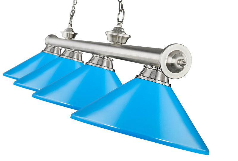 Cordon 4 Light 81.75" Billiard, Metal Shades (M) in Brushed Nickel