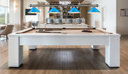 Cordon 4 Light 81.75" Billiard, Metal Shades (M) in Brushed Nickel in a room setting