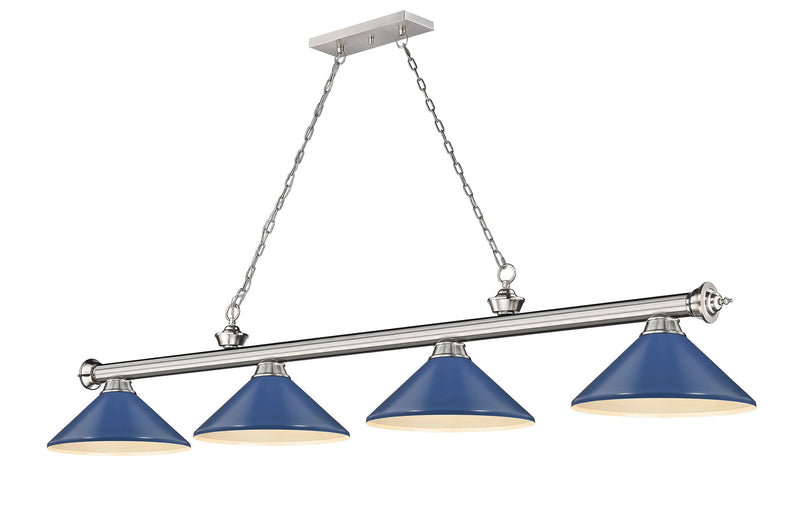 Cordon 4 Light 81.75" Billiard, Metal Shades (M) in Brushed Nickel