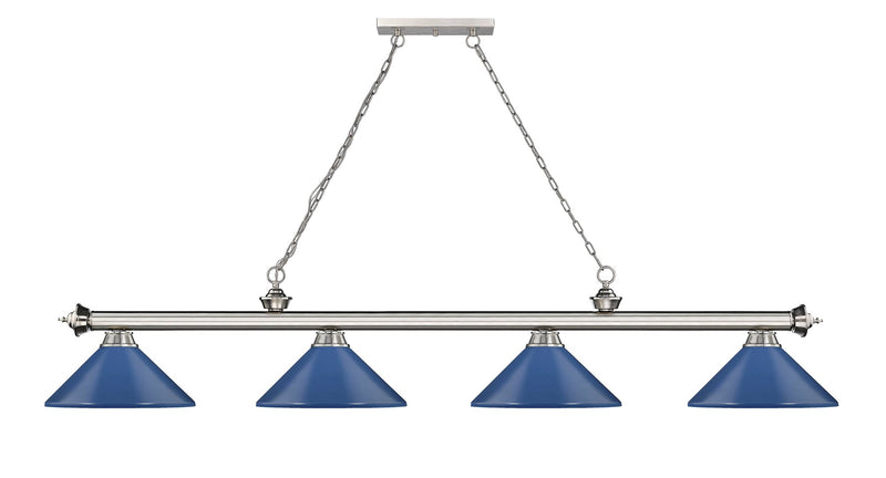 Cordon 4 Light 81.75" Billiard, Metal Shades (M) in Brushed Nickel