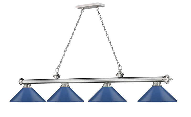 Cordon 4 Light 81.75" Billiard, Metal Shades (M) in Brushed Nickel