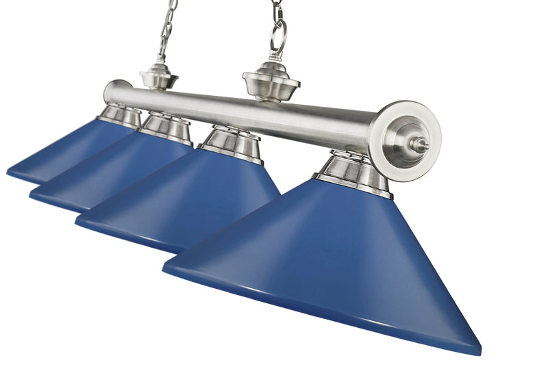 Cordon 4 Light 81.75" Billiard, Metal Shades (M) in Brushed Nickel