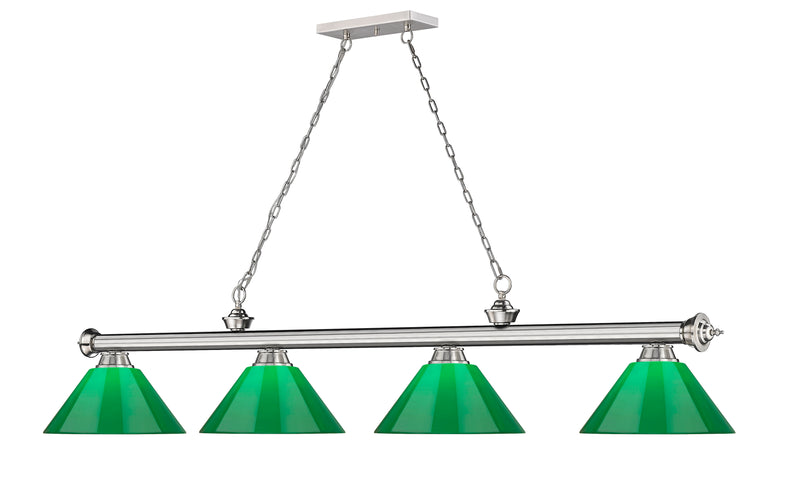 Cordon 4 Light 81.25" Billiard, Plastic Shades in Brushed Nickel