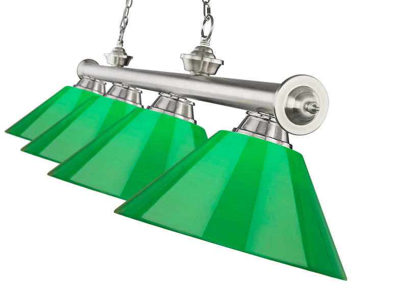 Cordon 4 Light 81.25" Billiard, Plastic Shades in Brushed Nickel