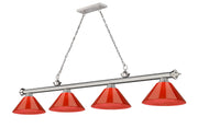 Cordon 4 Light 81.25" Billiard, Plastic Shades in Brushed Nickel