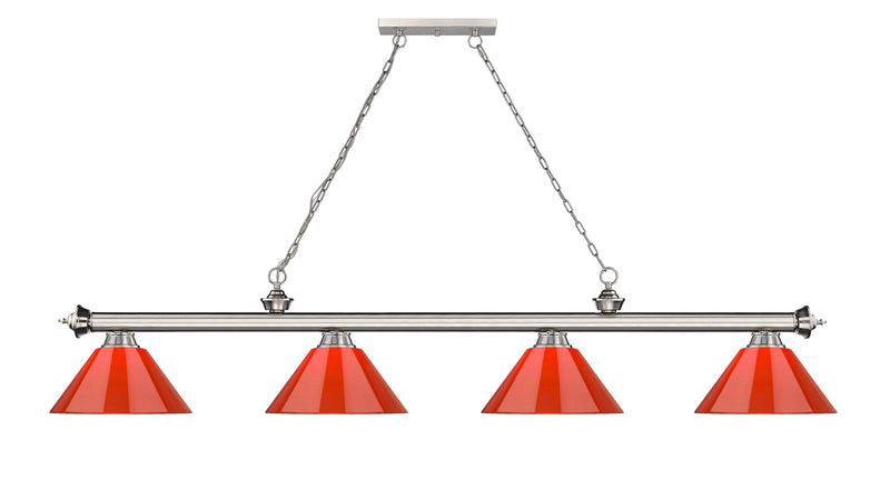 Cordon 4 Light 81.25" Billiard, Plastic Shades in Brushed Nickel