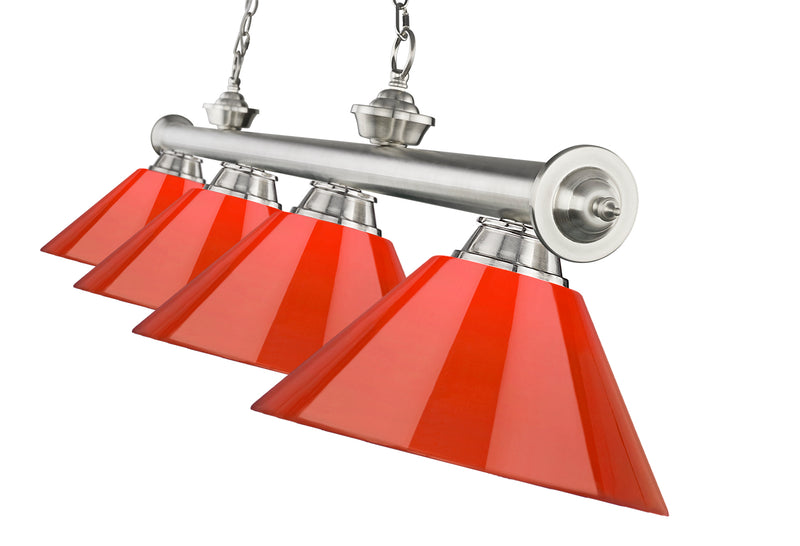 Cordon 4 Light 81.25" Billiard, Plastic Shades in Brushed Nickel