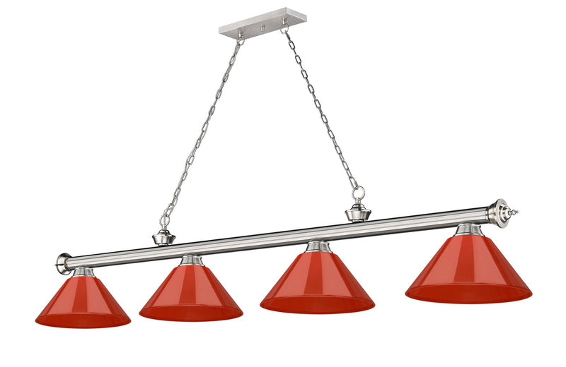 Cordon 4 Light 81.25" Billiard, Plastic Shades in Brushed Nickel