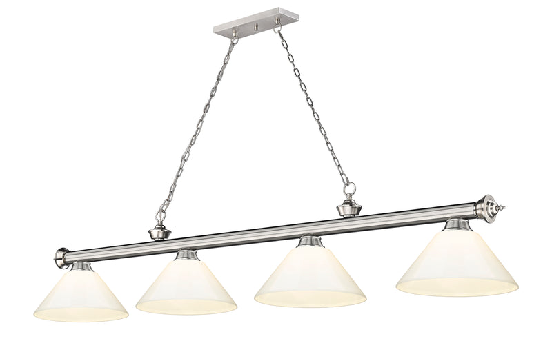 Cordon 4 Light 81.25" Billiard, Plastic Shades in Brushed Nickel