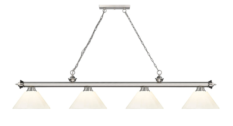 Cordon 4 Light 81.25" Billiard, Plastic Shades in Brushed Nickel