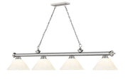 Cordon 4 Light 81.25" Billiard, Plastic Shades in Brushed Nickel