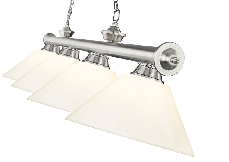 Cordon 4 Light 81.25" Billiard, Plastic Shades in Brushed Nickel