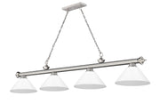 Cordon 4 Light 81.25" Billiard, Plastic Shades in Brushed Nickel