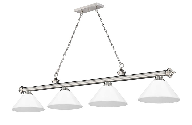 Cordon 4 Light 81.25" Billiard, Plastic Shades in Brushed Nickel