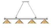 Cordon 4 Light 81.25" Billiard, Brushed Nickel with Rubbed Brass Shades in Brushed Nickel